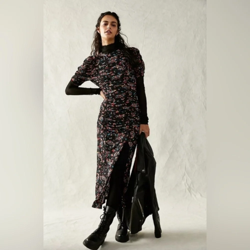 Free People Briella Midi Dress in Twilight Combo Size Medium.